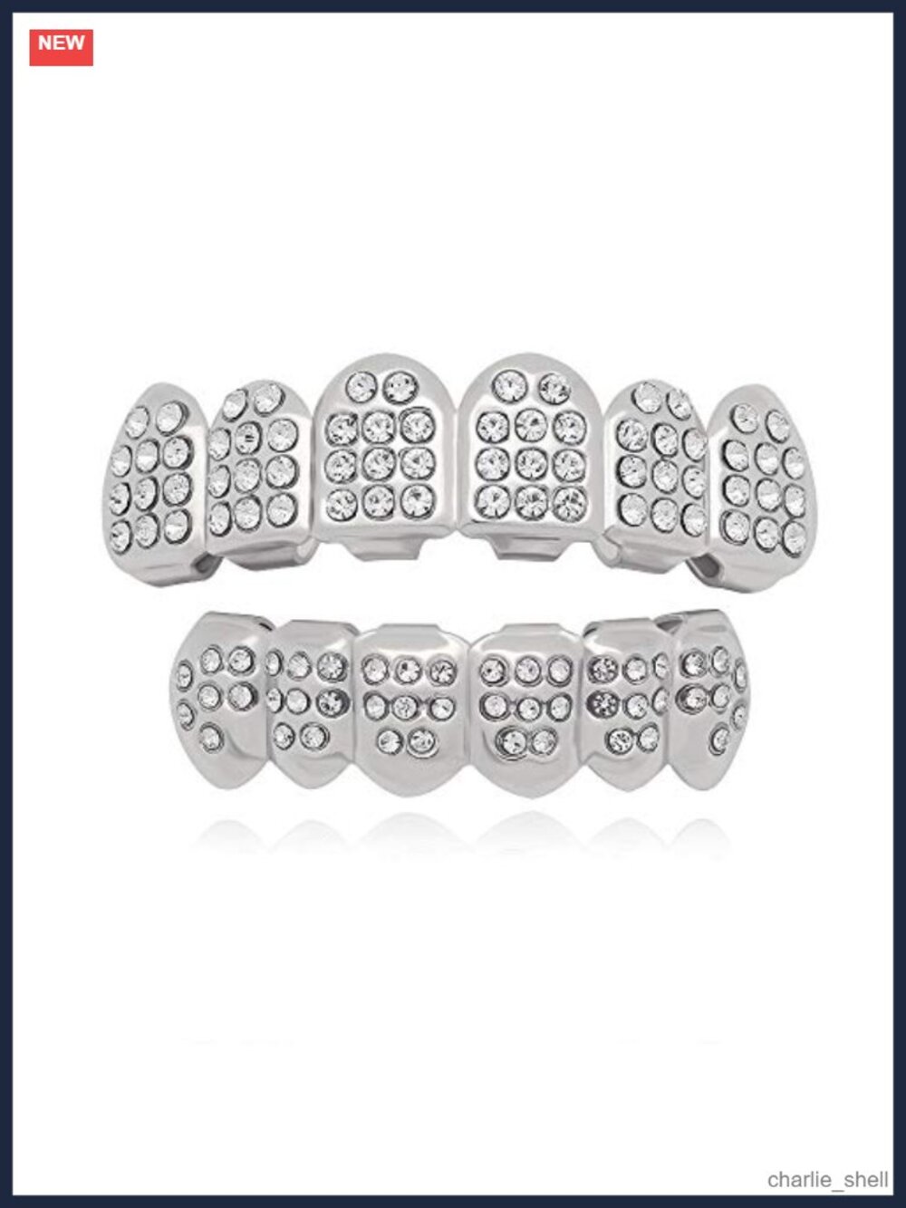 14k Gold Plated Brass Grillz Set CZ Hip Hop Teeth Caps Costume